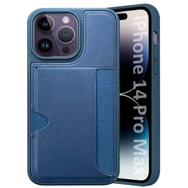 MARGOUN iPhone 14 Pro Max Case Leather Anti Fingerprint Cover with Wallet Card Slot Shell, Side Insert Card Holder, Anti Fall Protection - Black-1