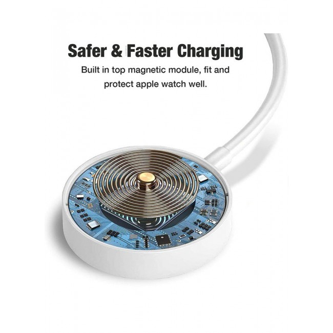 MARGOUN Magnetic Charging Cable for Apple Watch 1m, USB-C Fast Wireless Charger, Compatible with iWatch Series 1-10, Ultra 2, SE White-1
