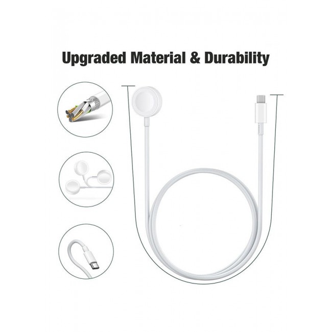 MARGOUN Magnetic Charging Cable for Apple Watch 1m, USB-C Fast Wireless Charger, Compatible with iWatch Series 1-10, Ultra 2, SE White-1