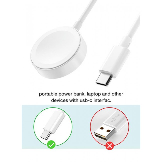 MARGOUN Magnetic Charging Cable for Apple Watch 1m, USB-C Fast Wireless Charger, Compatible with iWatch Series 1-10, Ultra 2, SE White-1