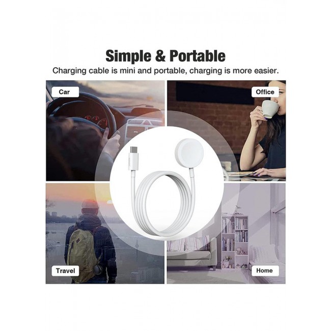 MARGOUN Magnetic Charging Cable for Apple Watch 1m, USB-C Fast Wireless Charger, Compatible with iWatch Series 1-10, Ultra 2, SE White-1