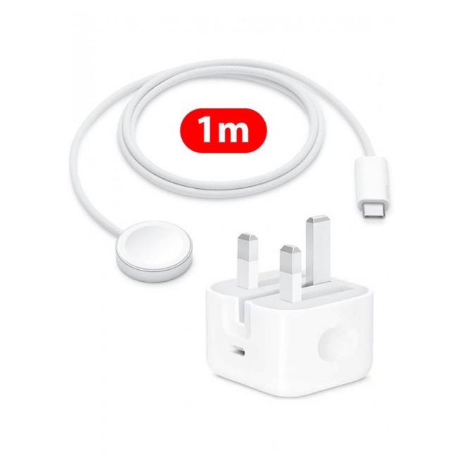 MARGOUN Magnetic Charging Cable for Apple Watch 1m with Adapter, USB-C Fast Wireless Charger, Compatible with iWatch Series 1-10, Ultra 2, SE White-3