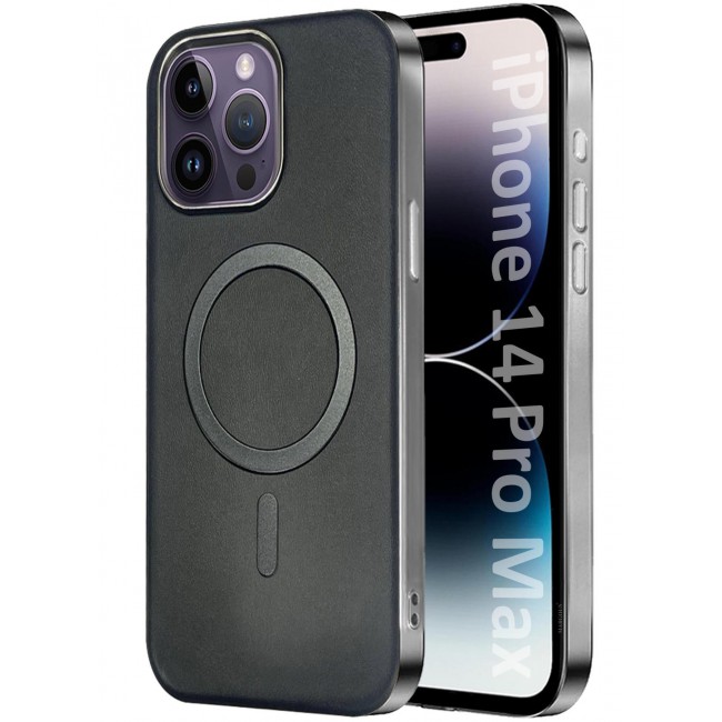 MARGOUN iPhone 14 Pro Max Leather Case, Compatible with Magsafe, Vintage Aesthetic, Comfort Grip, Camera Bump Frame Black-1