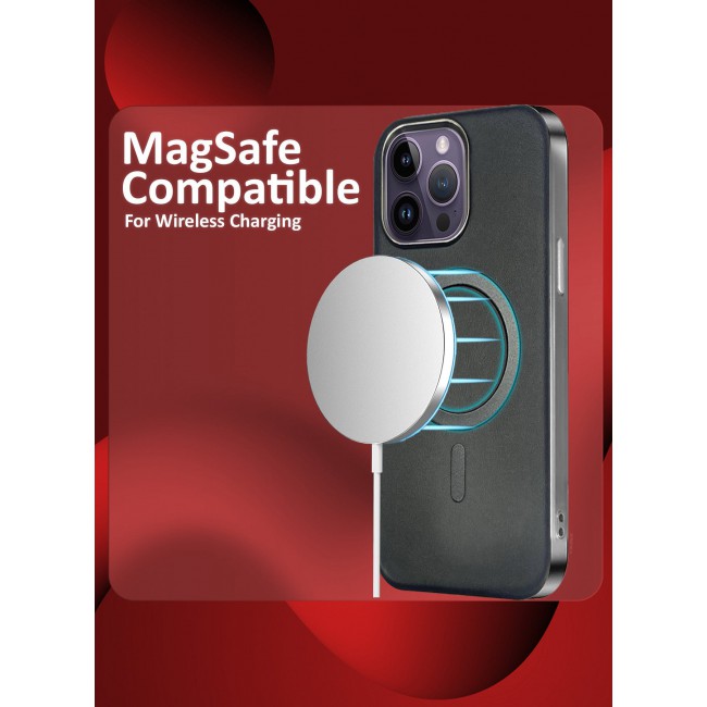MARGOUN iPhone 14 Pro Max Leather Case, Compatible with Magsafe, Vintage Aesthetic, Comfort Grip, Camera Bump Frame Black-1