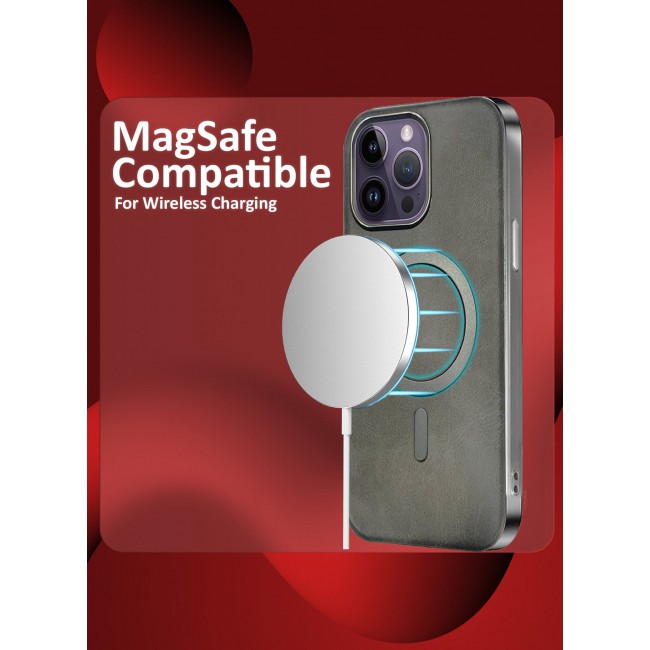 MARGOUN iPhone 14 Pro Max Leather Case, Compatible with Magsafe, Vintage Aesthetic, Comfort Grip, Camera Bump Frame Dark Grey-1