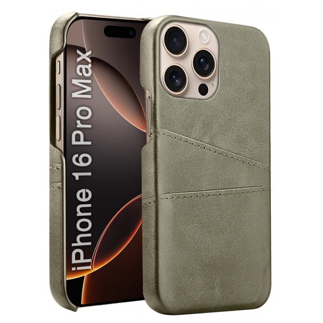 MARGOUN Protective Case And Cover For iPhone 16 Pro Max Case Leather With Card Holder Grey-1