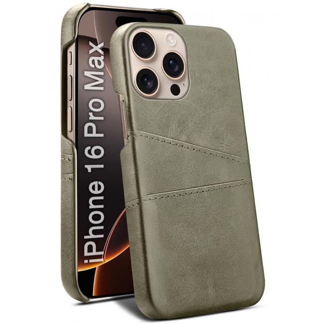 MARGOUN Protective Case And Cover For iPhone 16 Pro Max Case Leather With Card Holder Grey-1