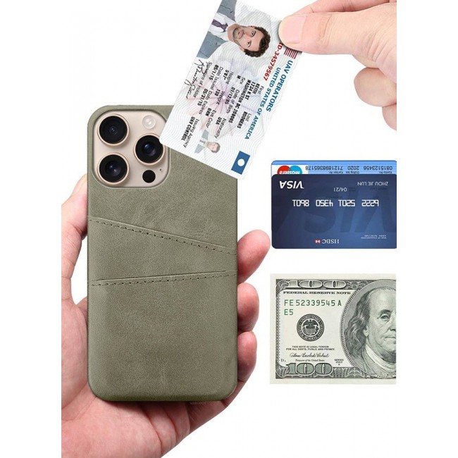 MARGOUN Protective Case And Cover For iPhone 16 Pro Max Case Leather With Card Holder Grey-1