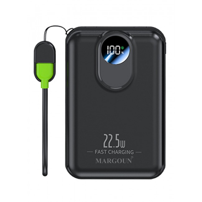 MARGOUN 18800 mAh Y390 Power Bank 22.5W Fast Charging With Wireless And USB-C To Lightning Cable Black-2