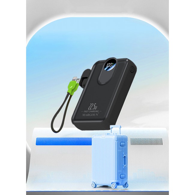 MARGOUN 18800 mAh Y390 Power Bank 22.5W Fast Charging With Wireless And USB-C To Lightning Cable Black-2