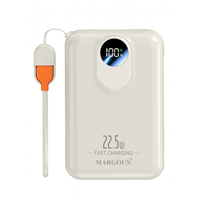 MARGOUN 18800 mAh Y390 Power Bank 22.5W Fast Charging With Wireless And Type-C To Lightning Cable White-2