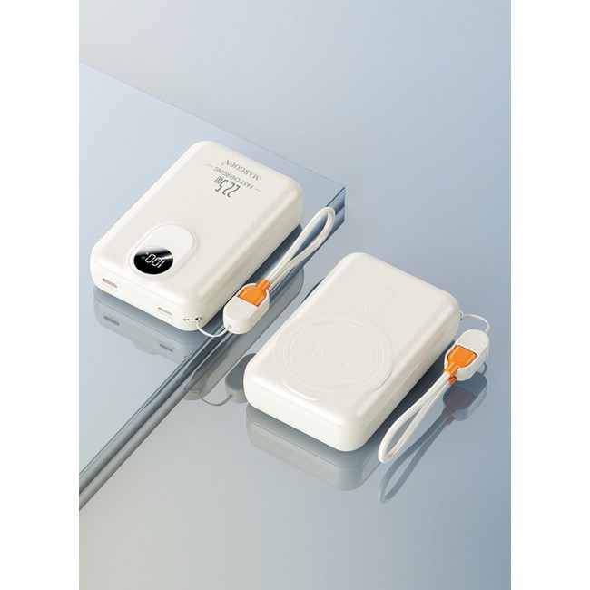 MARGOUN 18800 mAh Y390 Power Bank 22.5W Fast Charging With Wireless And Type-C To Lightning Cable White-2