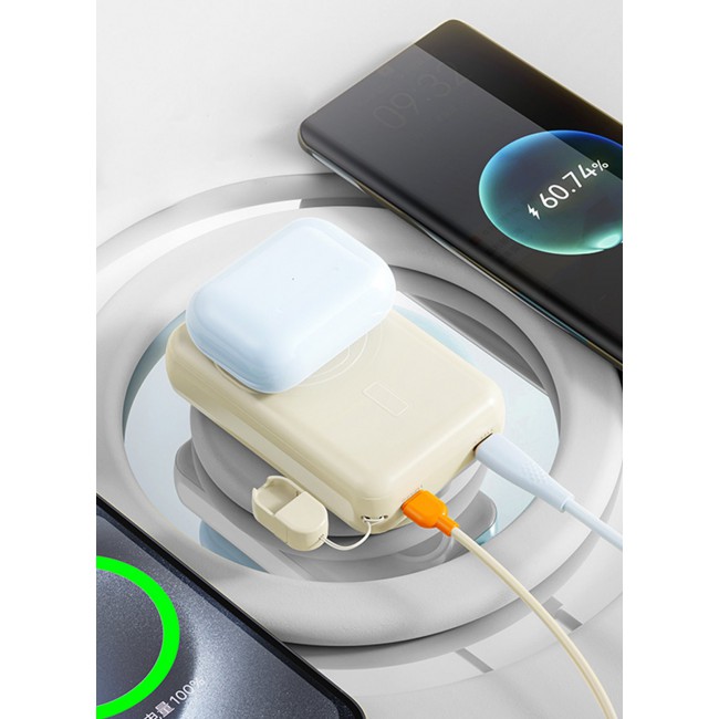 MARGOUN 18800 mAh Y390 Power Bank 22.5W Fast Charging With Wireless And Type-C To Lightning Cable White-2