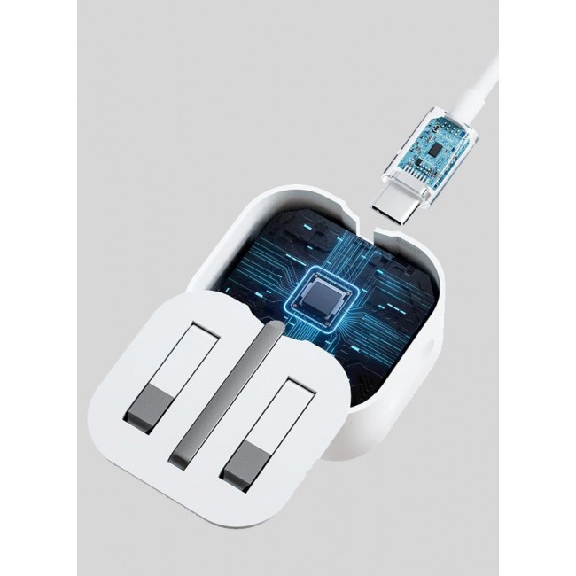 MARGOUN 20W USB-C PD Fast Charger with 240W Braided Type-C to Type-C Cable (2m) – UK 3-Pin Plug for iPhone 16 Pro Max White
