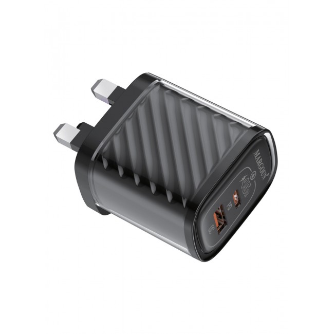 MARGOUN 45W Power Adapter Duo, Dual USB-C & USB-A Ports, PD & QC Super Fast Charging Black