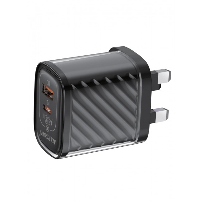 MARGOUN 45W Power Adapter Duo, Dual USB-C & USB-A Ports, PD & QC Super Fast Charging With Cable Type-C for Samsung Galaxy S23/S24/S25 Series Black