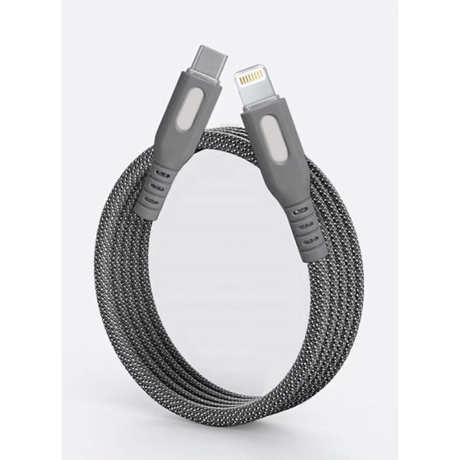 MARGOUN Magnetic USB-C to Lightning Fast Charging Cable (1M) - PD 18W, Snap-On Design, MFi-Certified, Nylon-Braided - Light Grey Light Grey-5