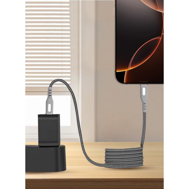 MARGOUN Magnetic USB-C to Lightning Fast Charging Cable (1M) - PD 18W, Snap-On Design, MFi-Certified, Nylon-Braided - Light Grey Light Grey-5