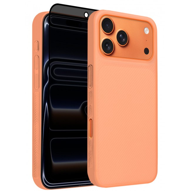 MARGOUN 2Packs Case Cover for iPhone 17 Pro, Air Skin Line Design Back Cover, Sturdy Durable Ultra-Thin Case, Drop Protection Cover Clear with Privacy Screen Protector - Cosmic Orange-4