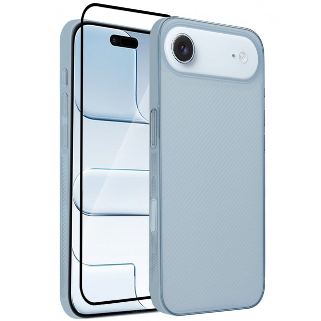 MARGOUN 2 Packs Case Cover for iPhone 17 Air - Sturdy Durable Ultra-Thin Case - Air Skin Line Design Transparent Back Cover - Drop Protection Cover with 3D Screen Protector - Light Blue-2 Light Blue-2