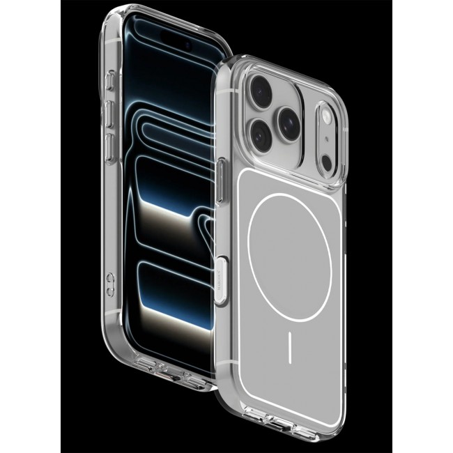 MARGOUN Transparent Magnetic Case Cover for iPhone 17 Pro Max - Scratch-Resistant Protection with Raised Edges - Silver