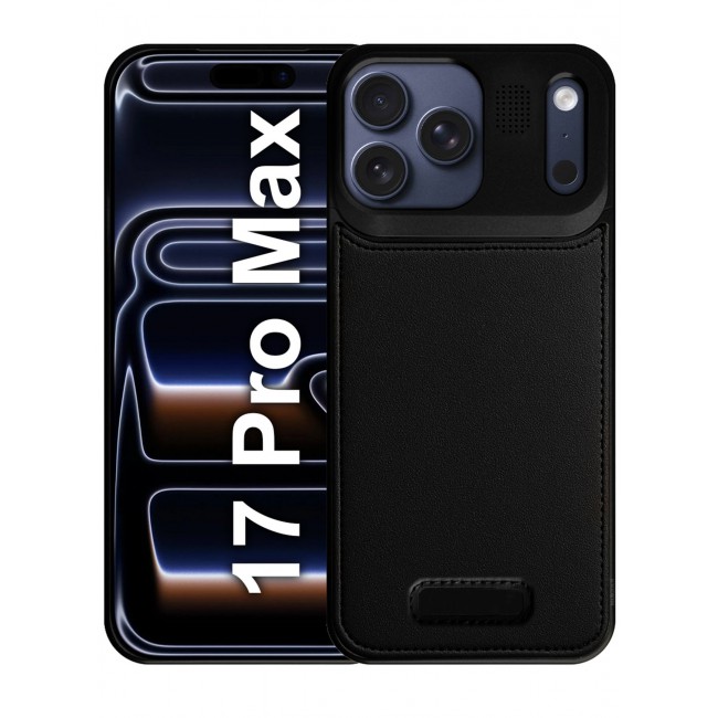 MARGOUN MagSafe Leather Aluminum Alloy Metal Case for iPhone 17 Pro Max - with Aromatherapy - Shockproof Lens Protection - Black-1