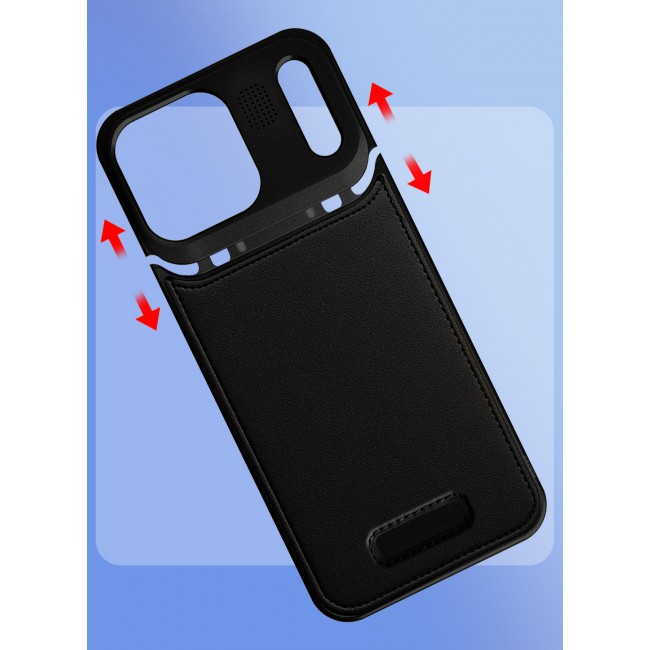 MARGOUN MagSafe Leather Aluminum Alloy Metal Case for iPhone 17 Pro Max - with Aromatherapy - Shockproof Lens Protection - Black-1