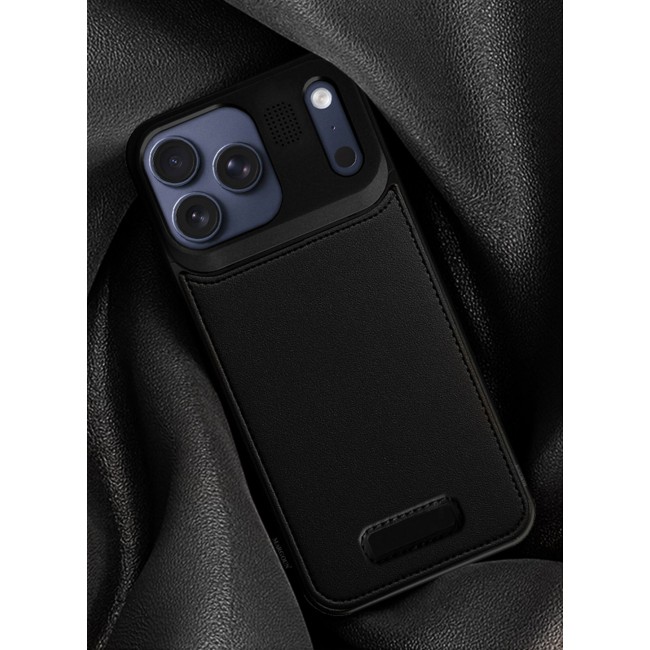 MARGOUN MagSafe Leather Aluminum Alloy Metal Case for iPhone 17 Pro Max - with Aromatherapy - Shockproof Lens Protection - Black-1