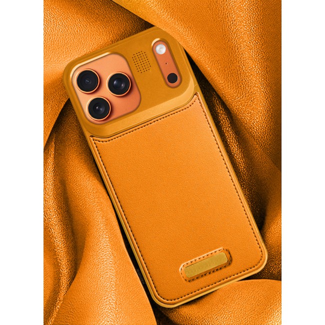 MARGOUN MagSafe Leather Aluminum Alloy Metal Case for iPhone 17 Pro Max - with Aromatherapy - Shockproof Lens Protection - - Cosmic Orange-1