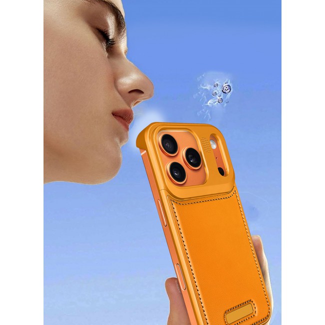 MARGOUN MagSafe Leather Aluminum Alloy Metal Case for iPhone 17 Pro Max - with Aromatherapy - Shockproof Lens Protection - - Cosmic Orange-1