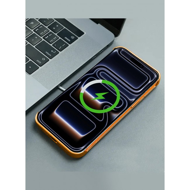 MARGOUN MagSafe Leather Aluminum Alloy Metal Case for iPhone 17 Pro Max - with Aromatherapy - Shockproof Lens Protection - - Cosmic Orange-1