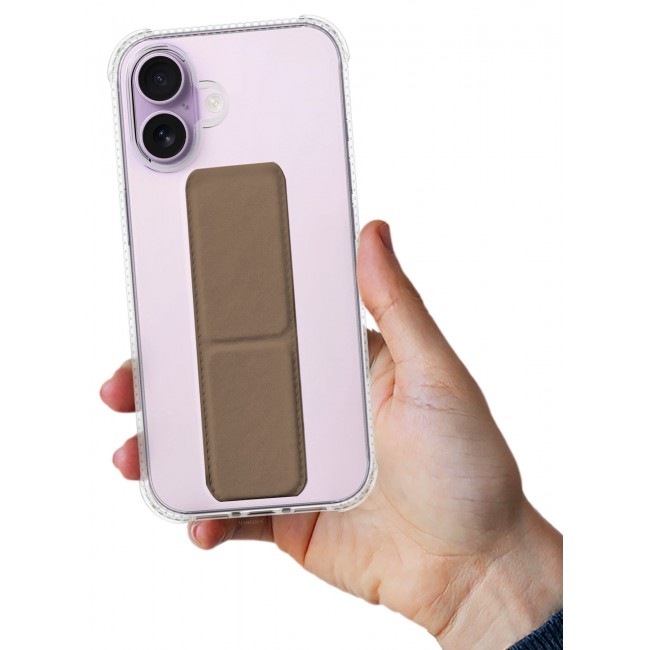 MARGOUN Finger Grip Clear Case Cover for iPhone 17- Kickstand Car Magnetic Holder Multi-function Protective Two-in-one Case - Brown-1