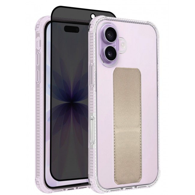 MARGOUN 2 Packs Finger Grip Clear Case Cover for iPhone 17- Kickstand Car Magnetic Holder Multi-function Protective Two-in-one Case with Privacy Screen Protector - Golden-4