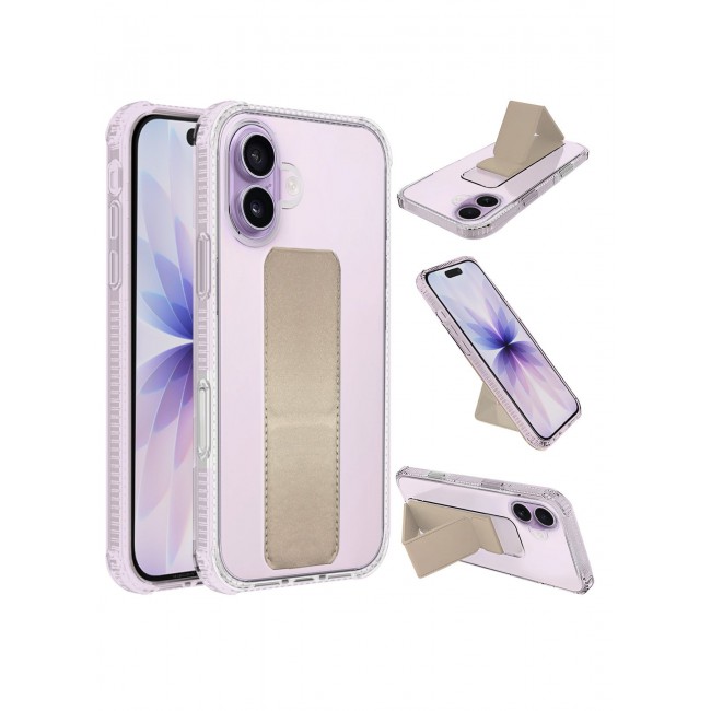 MARGOUN 2 Packs Finger Grip Clear Case Cover for iPhone 17- Kickstand Car Magnetic Holder Multi-function Protective Two-in-one Case with Privacy Screen Protector - Golden-4