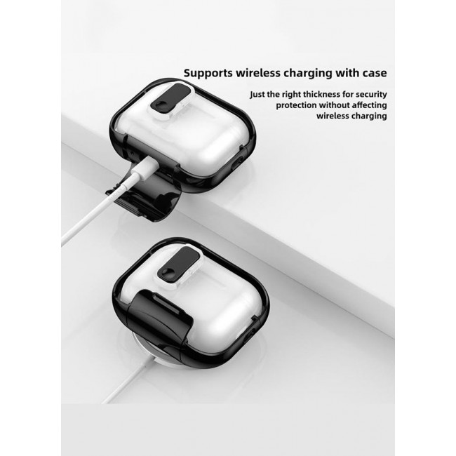 MARGOUN Clear Case for AirPods Pro 3 with Secure Lock and Keychain Attachment Clear Black