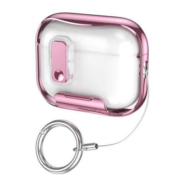 MARGOUN Clear Case for AirPods Pro 3 with Secure Lock and Keychain Attachment Clear Pink