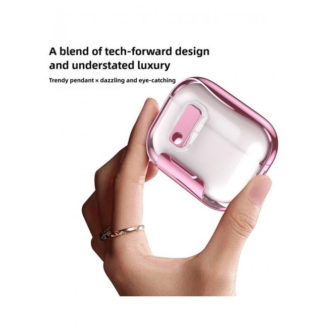 MARGOUN Clear Case for AirPods Pro 3 with Secure Lock and Keychain Attachment Clear Pink