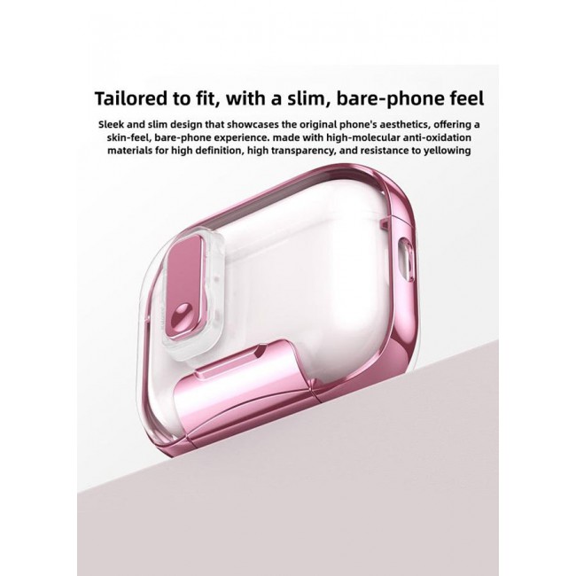 MARGOUN Clear Case for AirPods Pro 3 with Secure Lock and Keychain Attachment Clear Pink