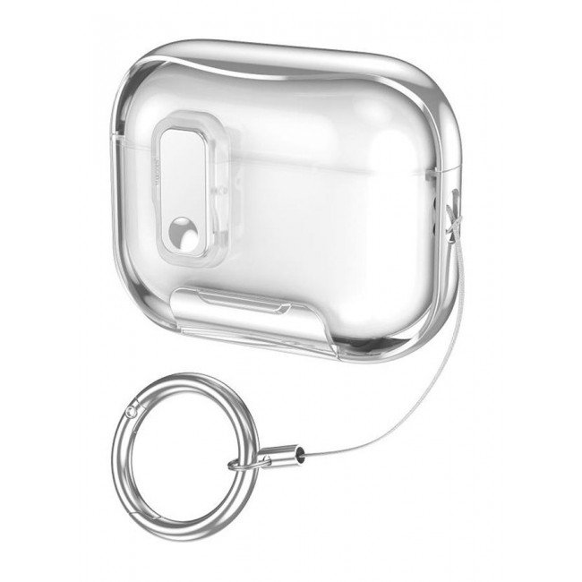 MARGOUN Clear Case for AirPods Pro 3 with Secure Lock and Keychain Attachment Clear Silver