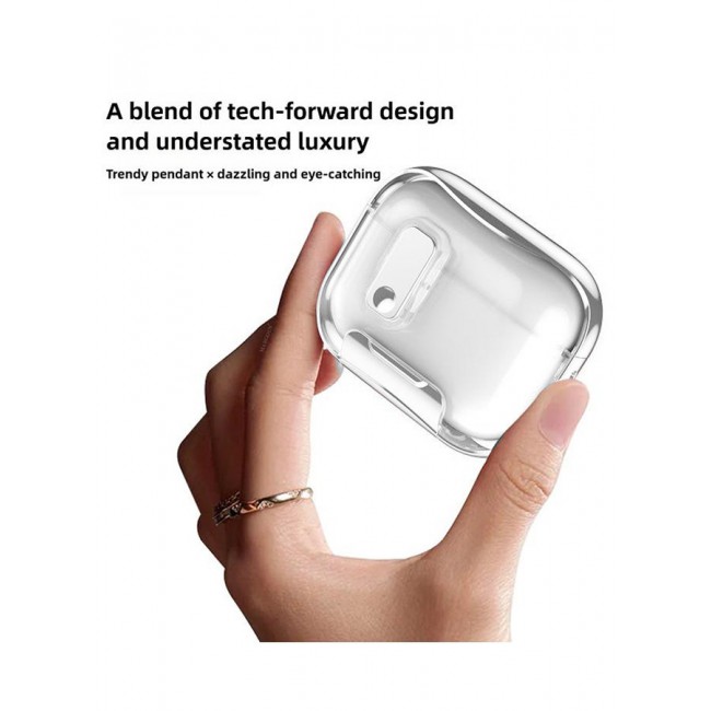 MARGOUN Clear Case for AirPods Pro 3 with Secure Lock and Keychain Attachment Clear Silver