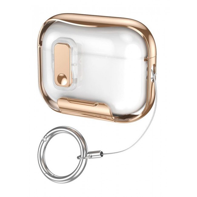 MARGOUN Clear Case for AirPods Pro 3 with Secure Lock and Keychain Attachment Clear Gold