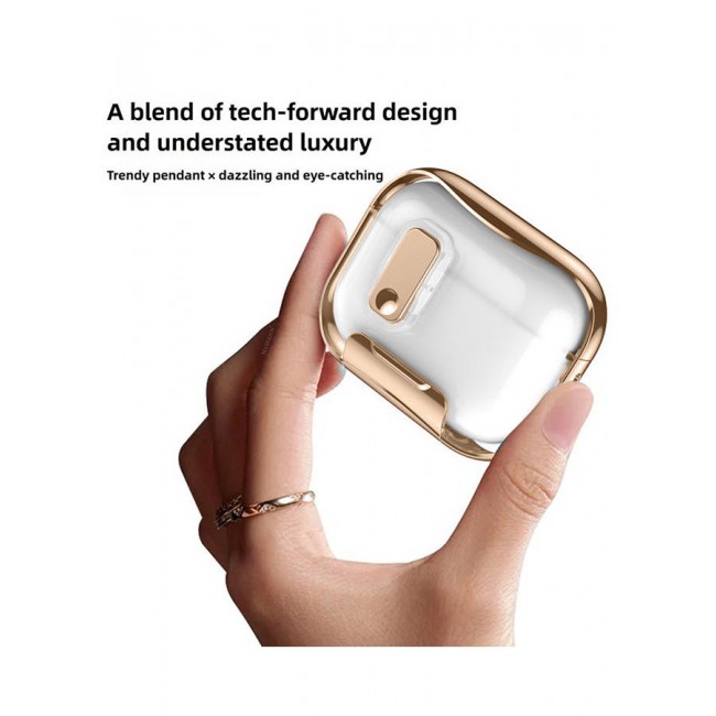 MARGOUN Clear Case for AirPods Pro 3 with Secure Lock and Keychain Attachment Clear Gold