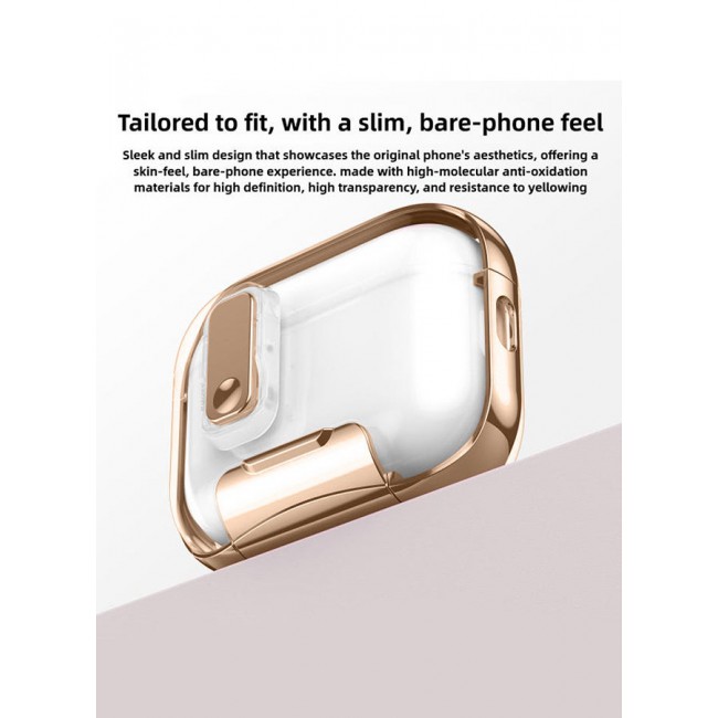 MARGOUN Clear Case for AirPods Pro 3 with Secure Lock and Keychain Attachment Clear Gold