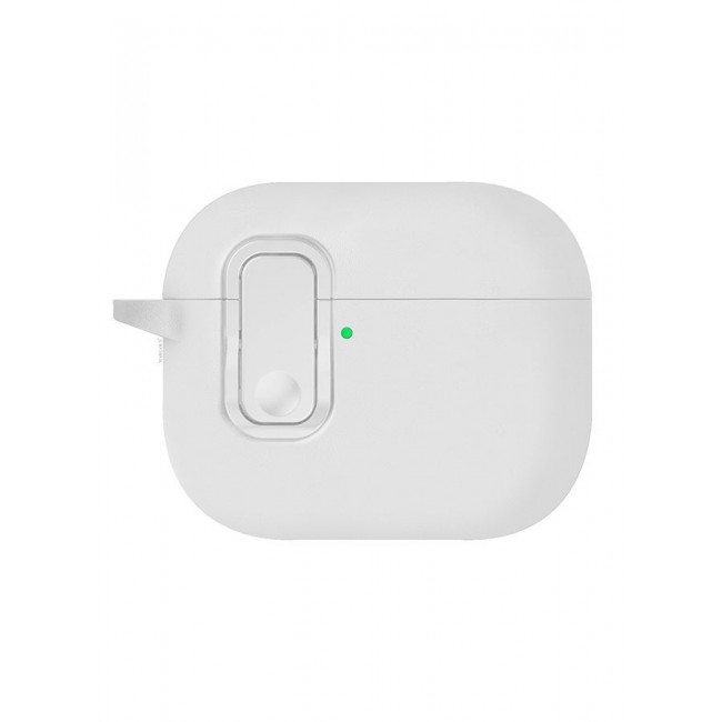 MARGOUN AirPods Pro 3 Leather Case with Snap Closure and Integrated Keychain - Protective Case white