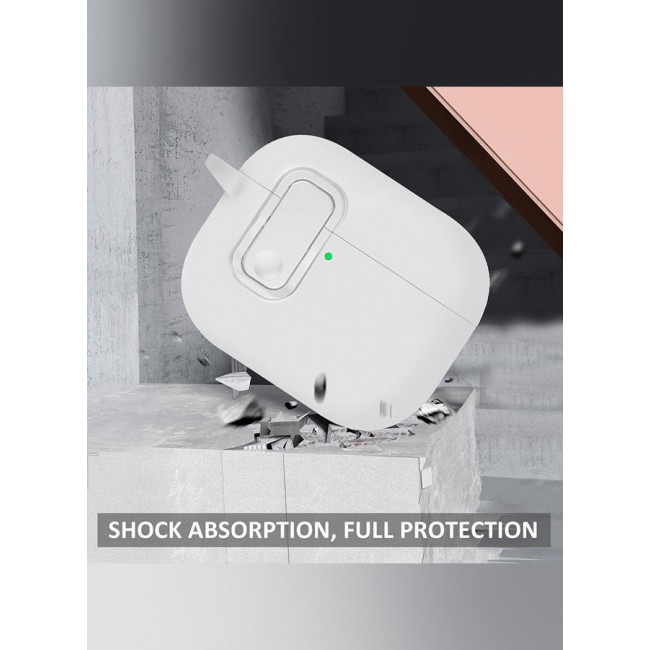 MARGOUN AirPods Pro 3 Leather Case with Snap Closure and Integrated Keychain - Protective Case white
