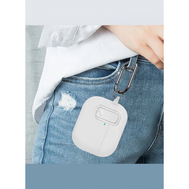 MARGOUN AirPods Pro 3 Leather Case with Snap Closure and Integrated Keychain - Protective Case white