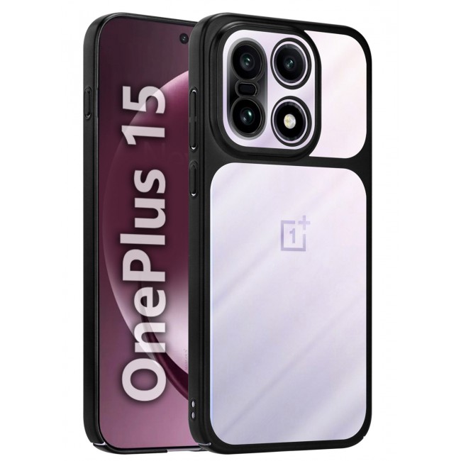 MARGOUN Slim Protective PC Cover for OnePlus 15 - Reinforced Corners and Camera Lens Protection Clear - Side Black-1