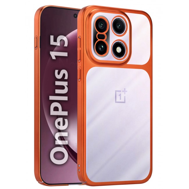 MARGOUN Slim Protective PC Cover for OnePlus 15 - Reinforced Corners and Camera Lens Protection Clear - Side Orange-1