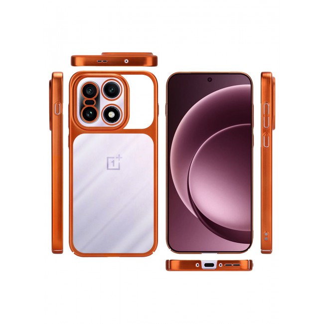 MARGOUN Slim Protective PC Cover for OnePlus 15 - Reinforced Corners and Camera Lens Protection Clear - Side Orange-1