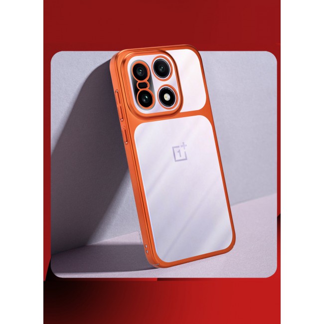 MARGOUN Slim Protective PC Cover for OnePlus 15 - Reinforced Corners and Camera Lens Protection Clear - Side Orange-1